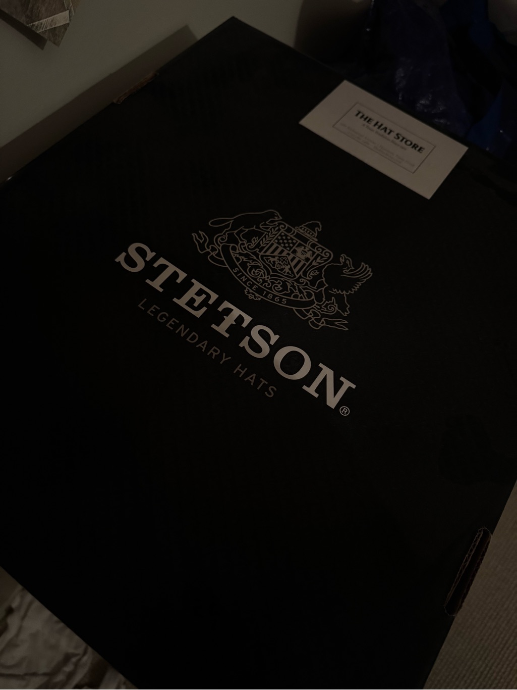 Stetson Black Hat Storage Box With White Logo